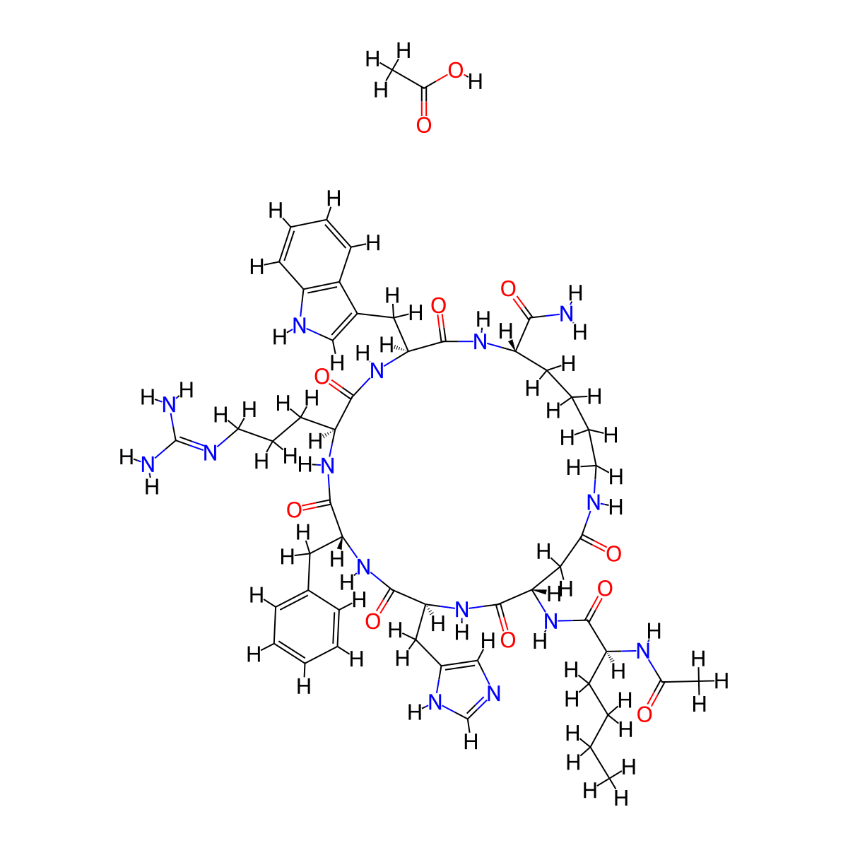 Melanotan II acetate molecular structure, CAS 1036322-26-5
