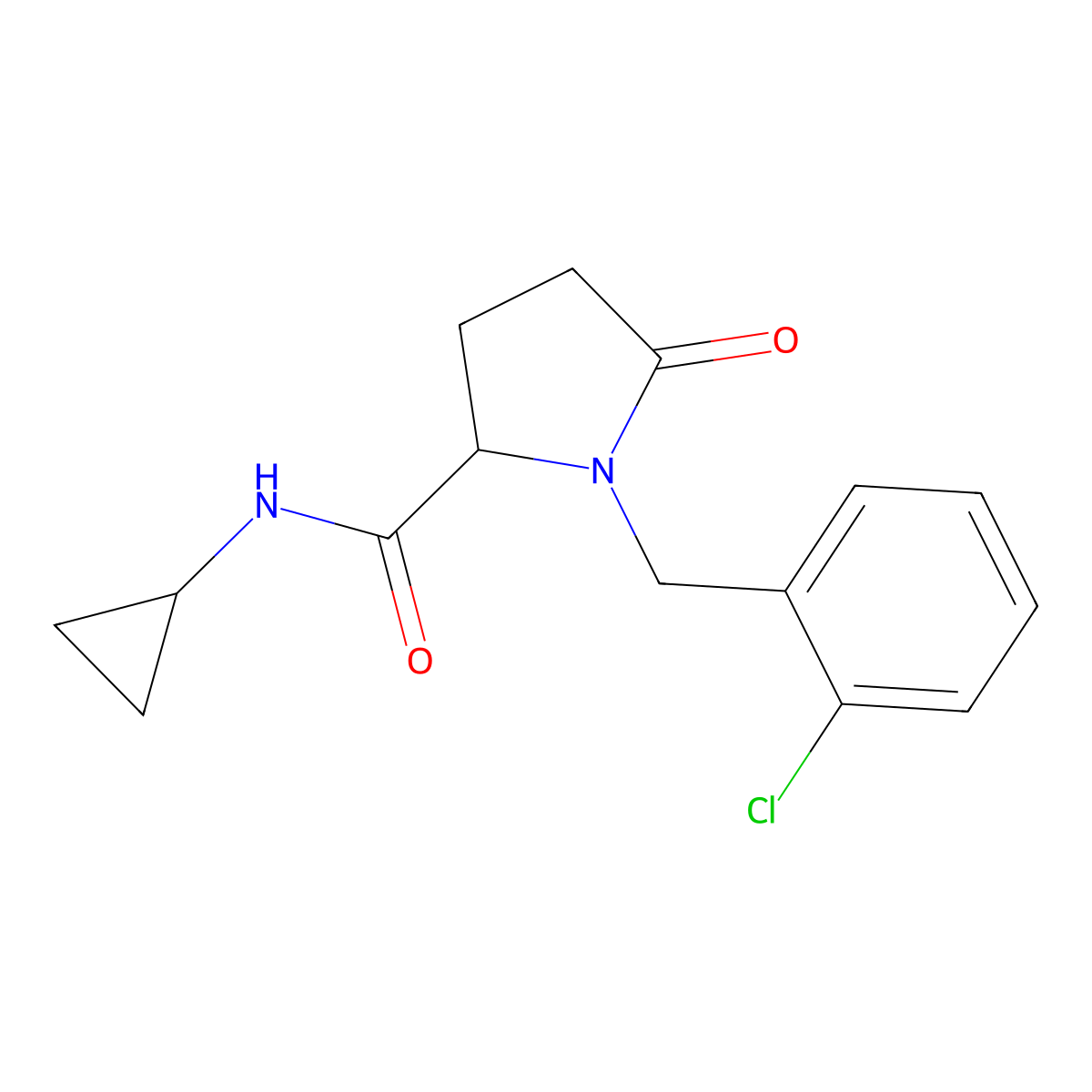 1-[(2-chlorophenyl)methyl]-N-cyclopropyl-5-oxopyrrolidine-2-carboxamide molecular structure, CAS 1036383-04-6