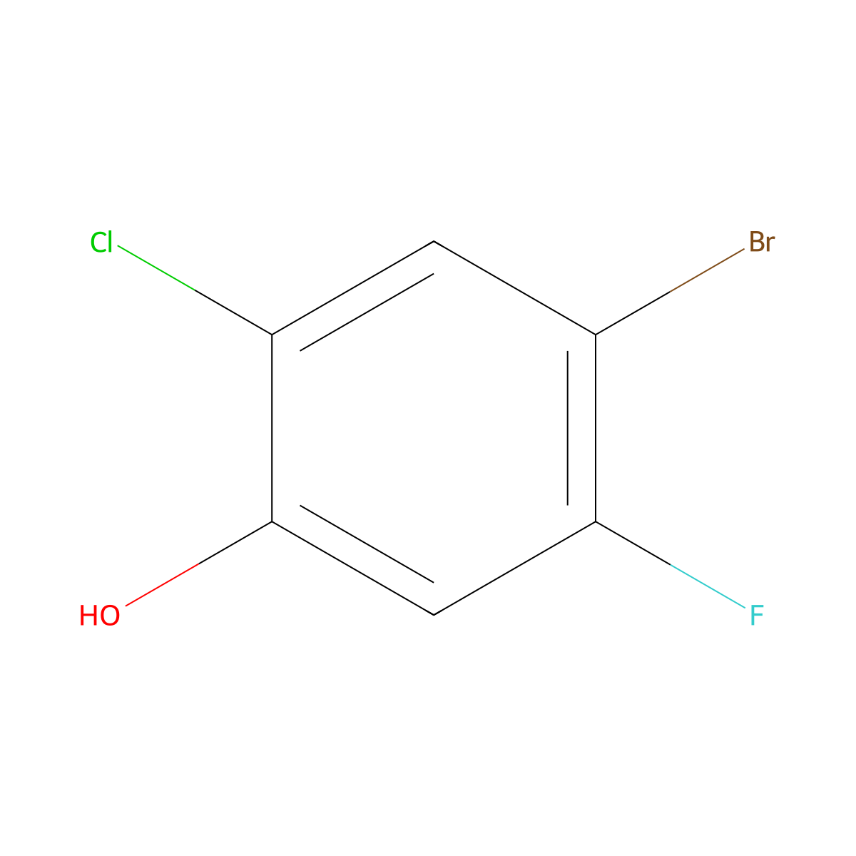 4-Bromo-2-chloro-5-fluorophenol molecular structure, CAS 1036383-21-7