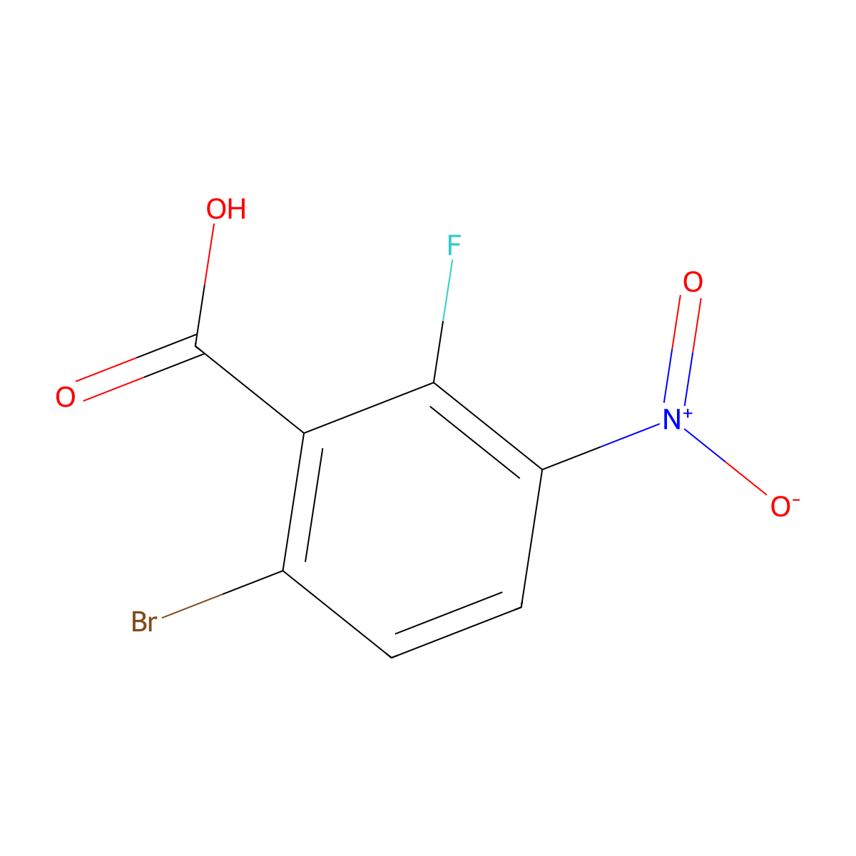 6-Bromo-2-fluoro-3-nitrobenzoic acid molecular structure, CAS 1036388-83-6