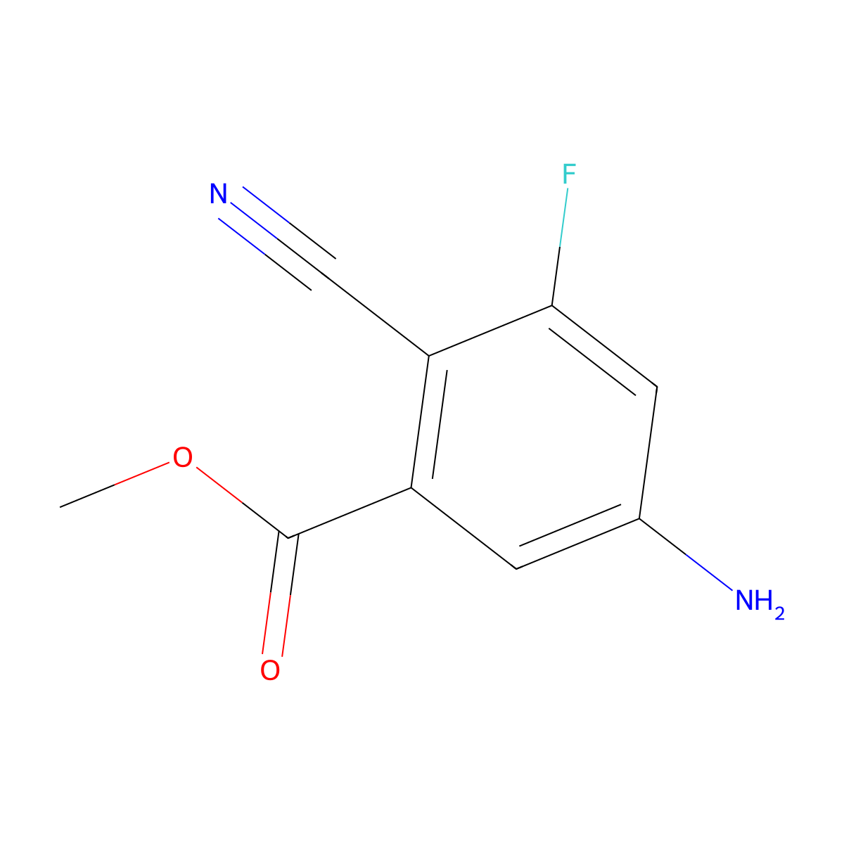 Benzoic acid, 5-amino-2-cyano-3-fluoro-, methyl ester molecular structure, CAS 1036389-07-7
