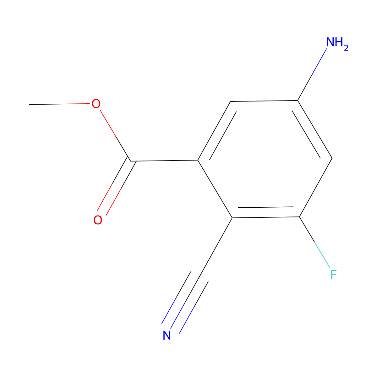 Benzoic acid, 5-amino-2-cyano-3-fluoro-, methyl ester molecular structure, CAS 1036389-07-7