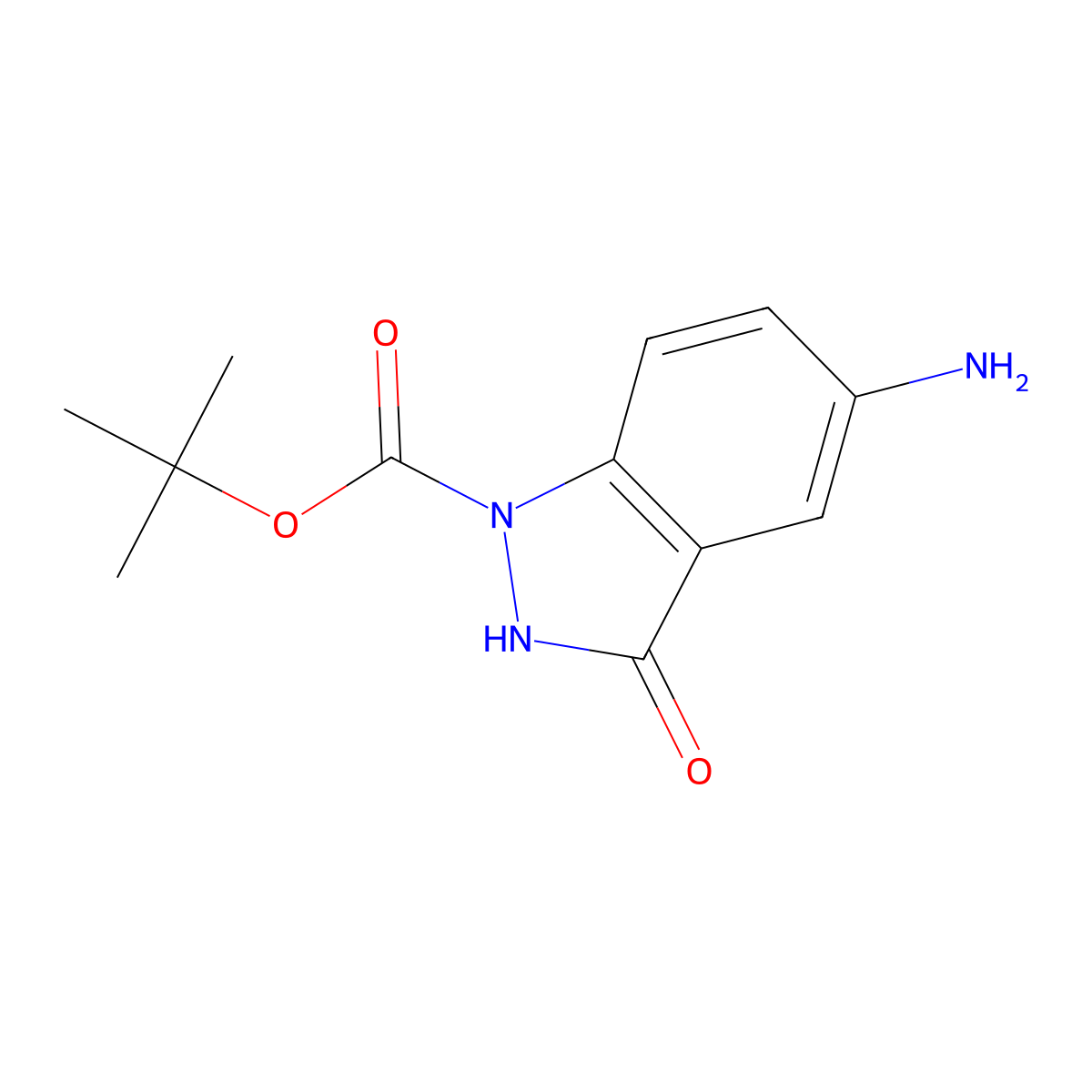 tert-Butyl 5-amino-3-oxo-2,3-dihydro-1H-indazole-1-carboxylate molecular structure, CAS 1036389-72-6