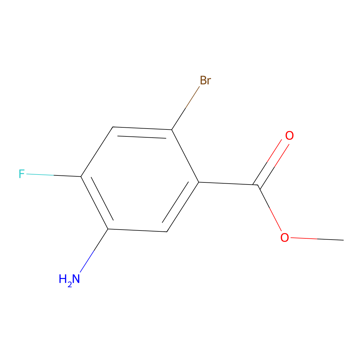 Methyl 5-amino-2-bromo-4-fluorobenzoate molecular structure, CAS 1036389-86-2