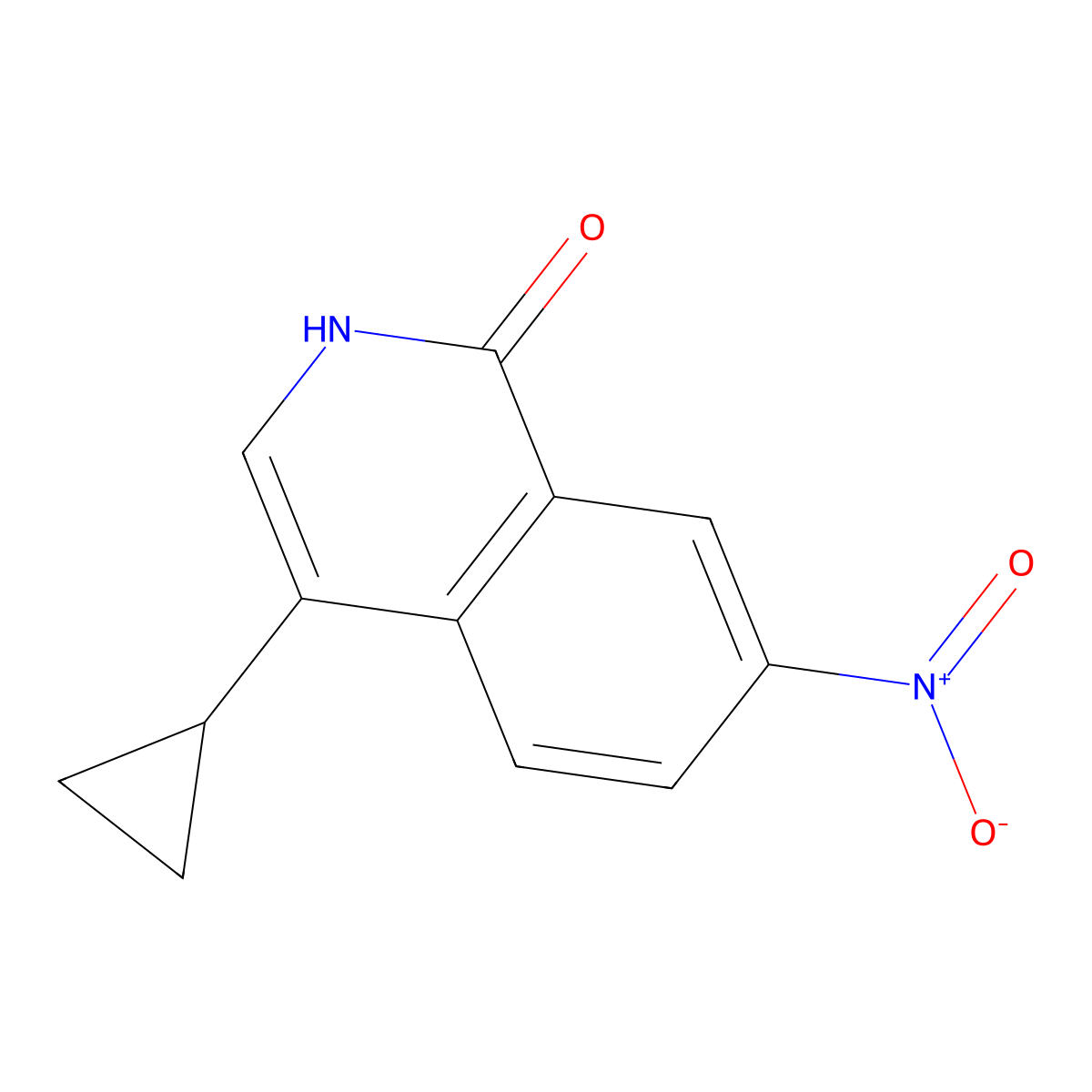 4-Cyclopropyl-7-nitroisoquinolin-1(2H)-one molecular structure, CAS 1036390-64-3