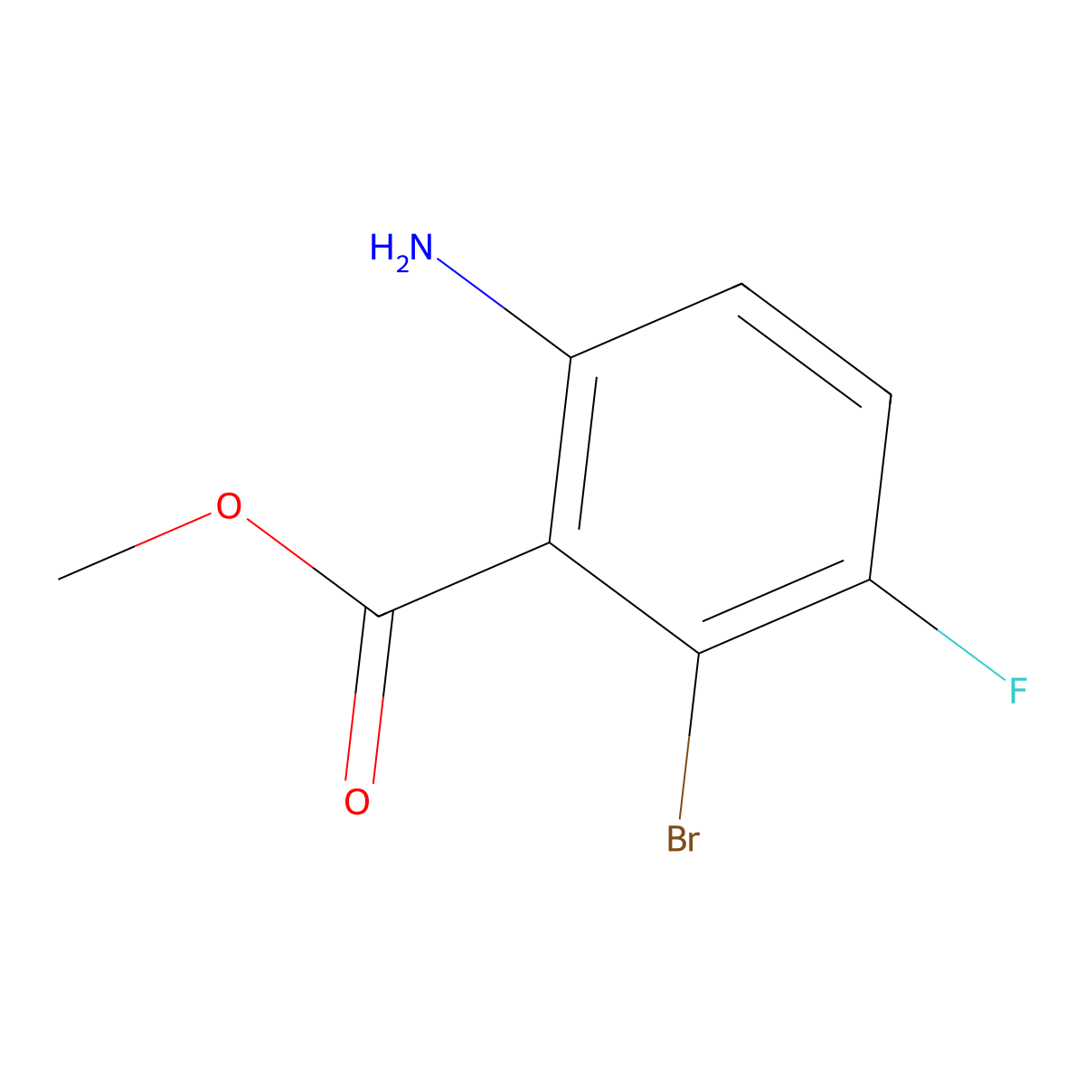 Methyl 6-amino-2-bromo-3-fluorobenzoate molecular structure, CAS 1036390-96-1