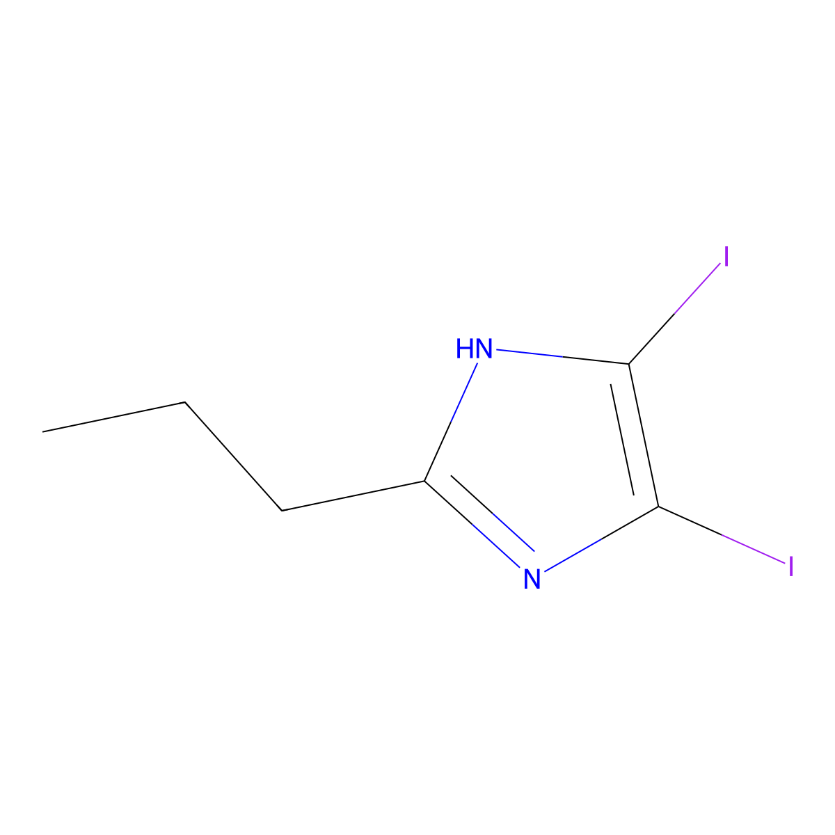 4,5-diiodo-2-propyl-1H-imidazole molecular structure, CAS 1036396-89-0