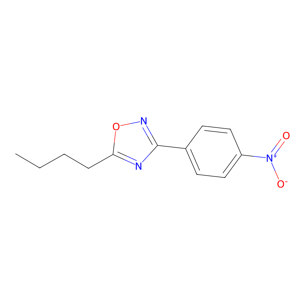 5-Butyl-3-(4-nitrophenyl)-1,2,4-oxadiazole molecular structure, CAS 10364-70-2