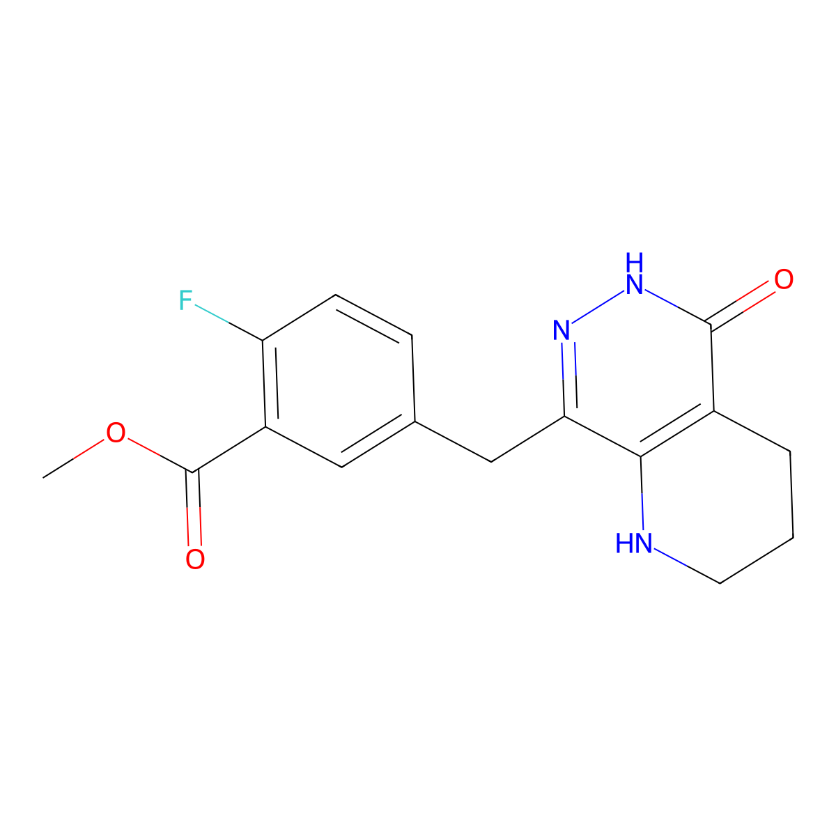 Methyl 2-fluoro-5-[(5-oxo-1,2,3,4,5,6-hexahydropyrido[2,3-d]pyridazin-8-yl)methyl]benzoate molecular structure, CAS 1036403-28-7