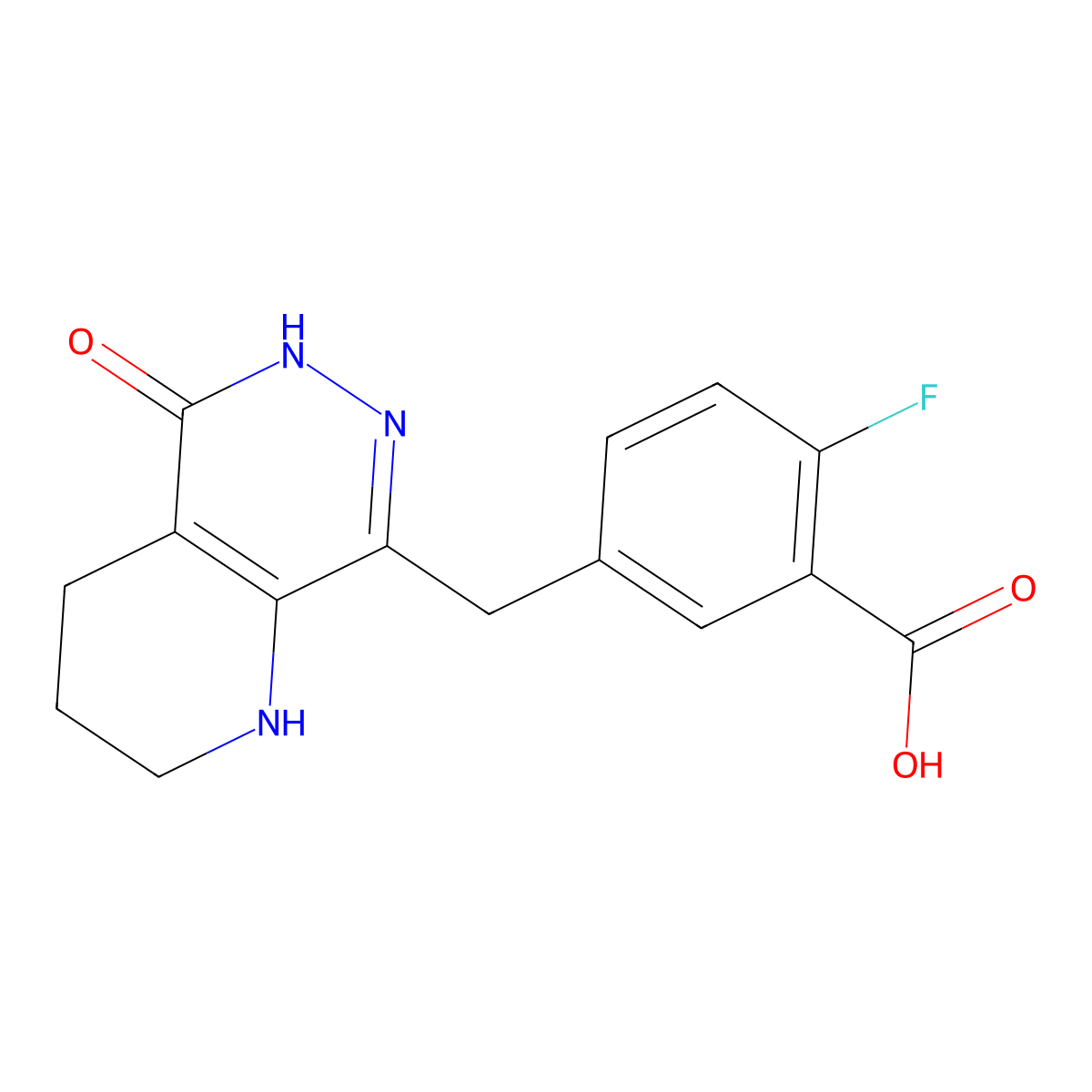 2-Fluoro-5-[(5-oxo-1,2,3,4,5,6-hexahydropyrido[2,3-d]pyridazin-8-yl)methyl]benzoic Acid molecular structure, CAS 1036403-32-3