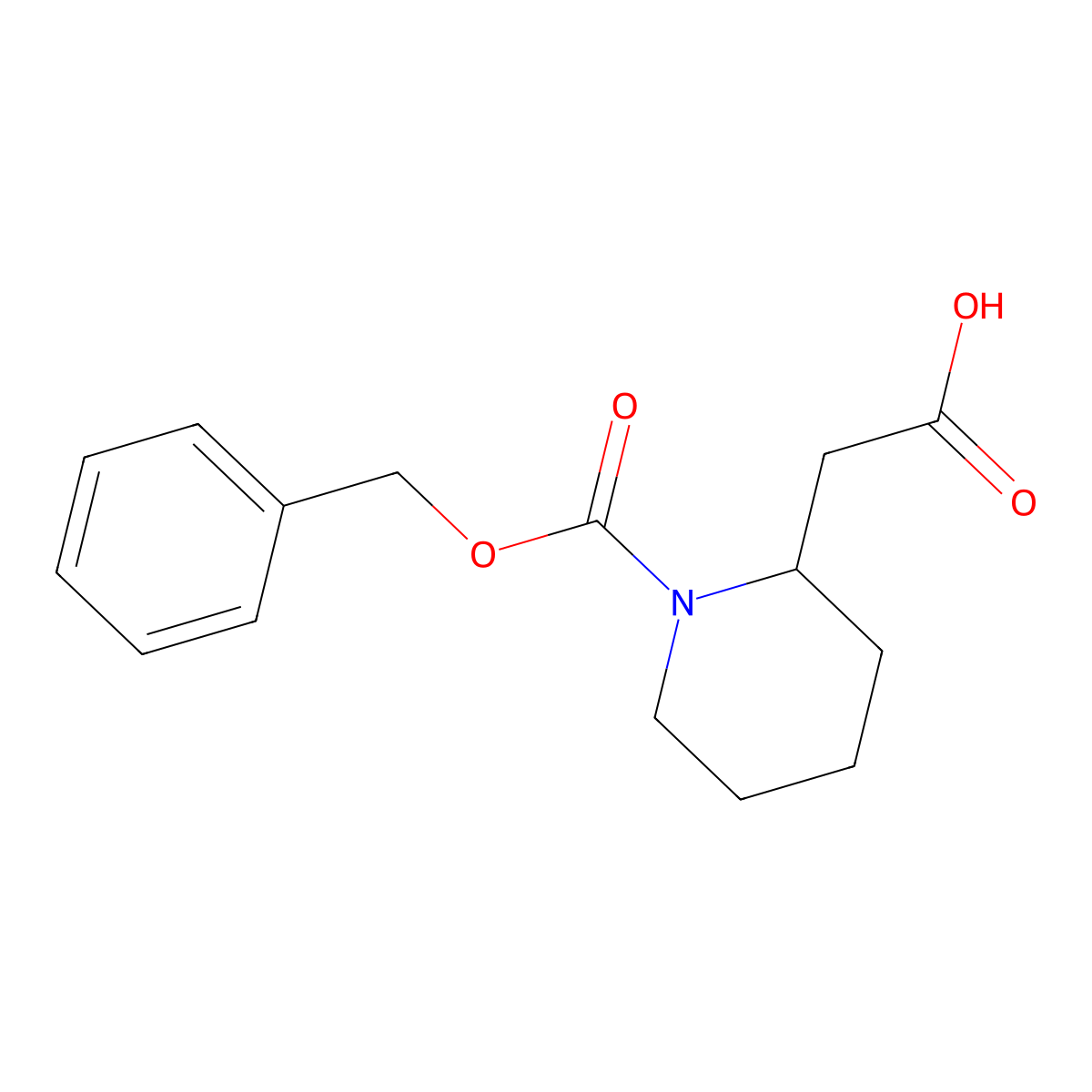 (R)-2-(1-((Benzyloxy)carbonyl)piperidin-2-yl)acetic acid molecular structure, CAS 1036403-99-2