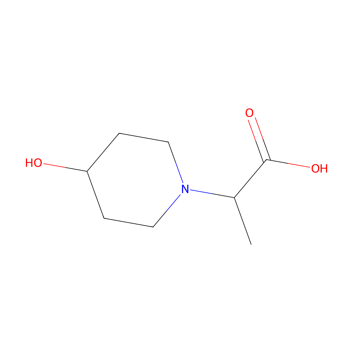 2-(4-Hydroxypiperidin-1-yl)propanoic acid molecular structure, CAS 1036436-31-3