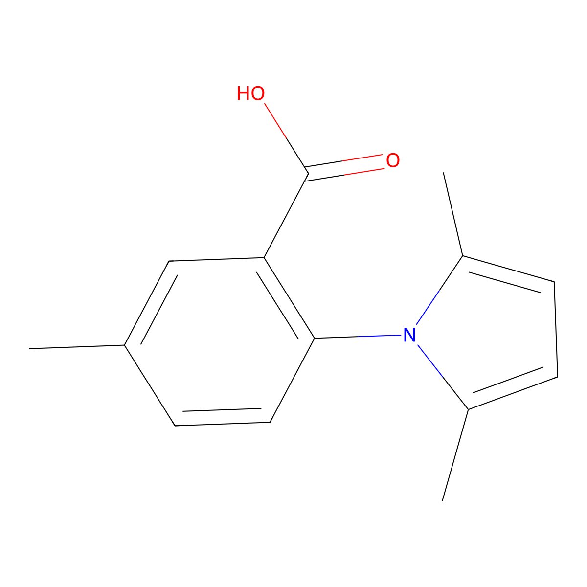 2-(2,5-dimethyl-1H-pyrrol-1-yl)-5-methylbenzoic acid molecular structure, CAS 1036441-42-5