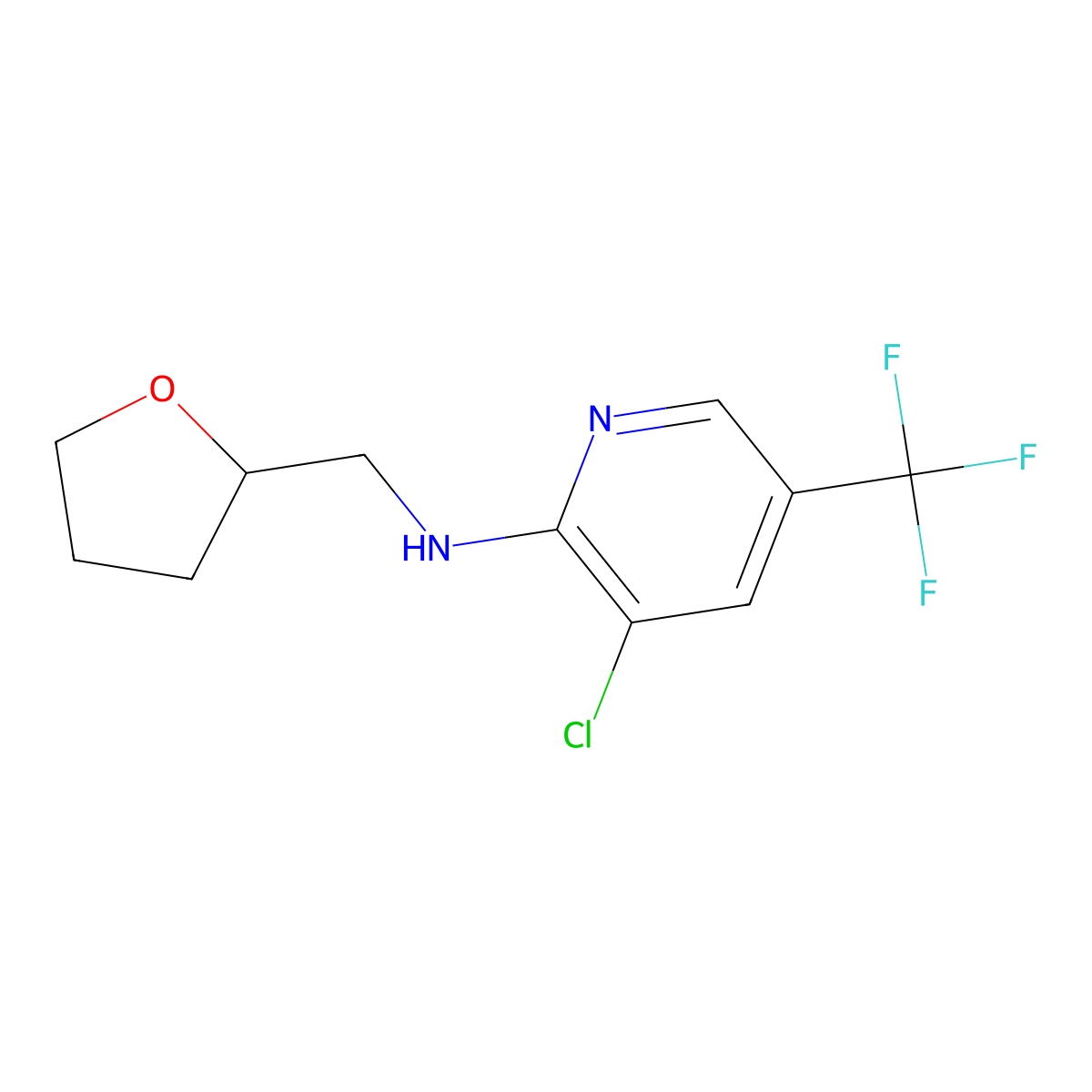 3-Chloro-N-((tetrahydrofuran-2-yl)methyl)-5-(trifluoromethyl)pyridin-2-amine molecular structure, CAS 1036444-19-5