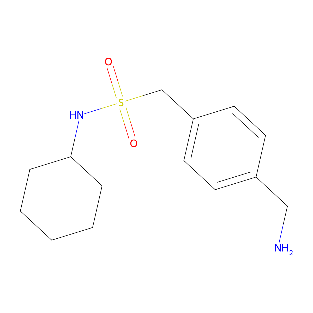 1-[4-(aminomethyl)phenyl]-N-cyclohexylmethanesulfonamide molecular structure, CAS 1036446-87-3