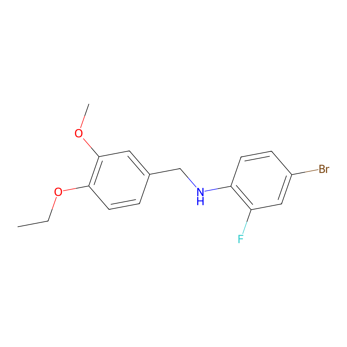 4-bromo-N-[(4-ethoxy-3-methoxyphenyl)methyl]-2-fluoroaniline molecular structure, CAS 1036448-33-5
