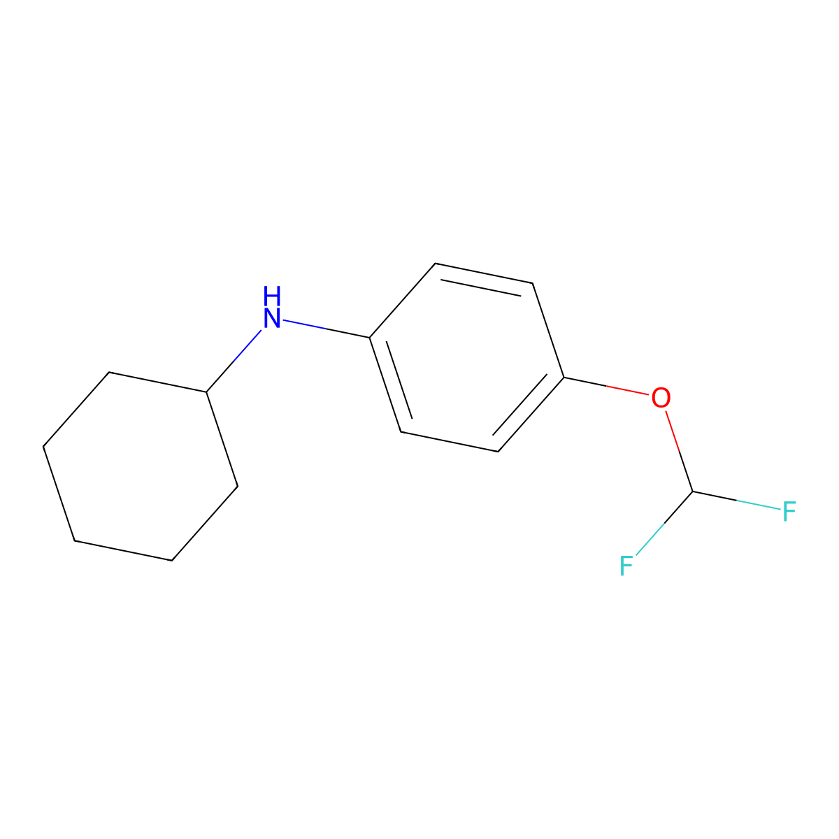 N-cyclohexyl-4-(difluoromethoxy)aniline molecular structure, CAS 1036451-20-3