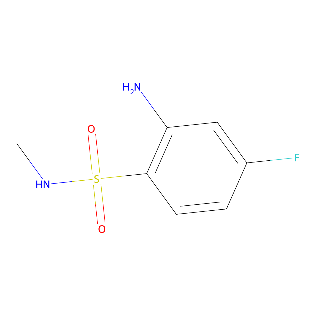 2-amino-4-fluoro-N-methylbenzene-1-sulfonamide molecular structure, CAS 1036451-65-6