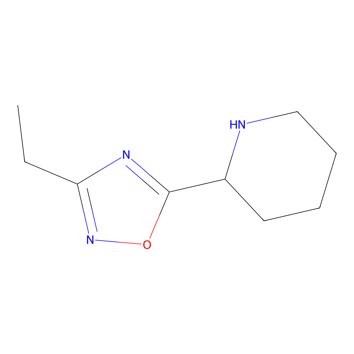 2-(3-Ethyl-1,2,4-oxadiazol-5-yl)piperidine molecular structure, CAS 1036454-35-9