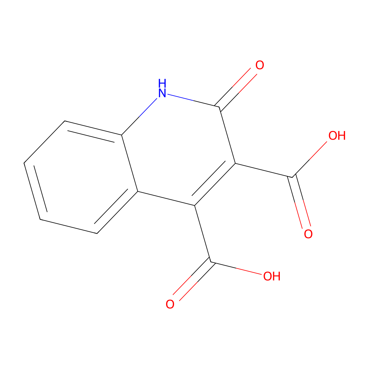 2-Oxo-1,2-dihydroquinoline-3,4-dicarboxylic acid molecular structure, CAS 103646-21-5