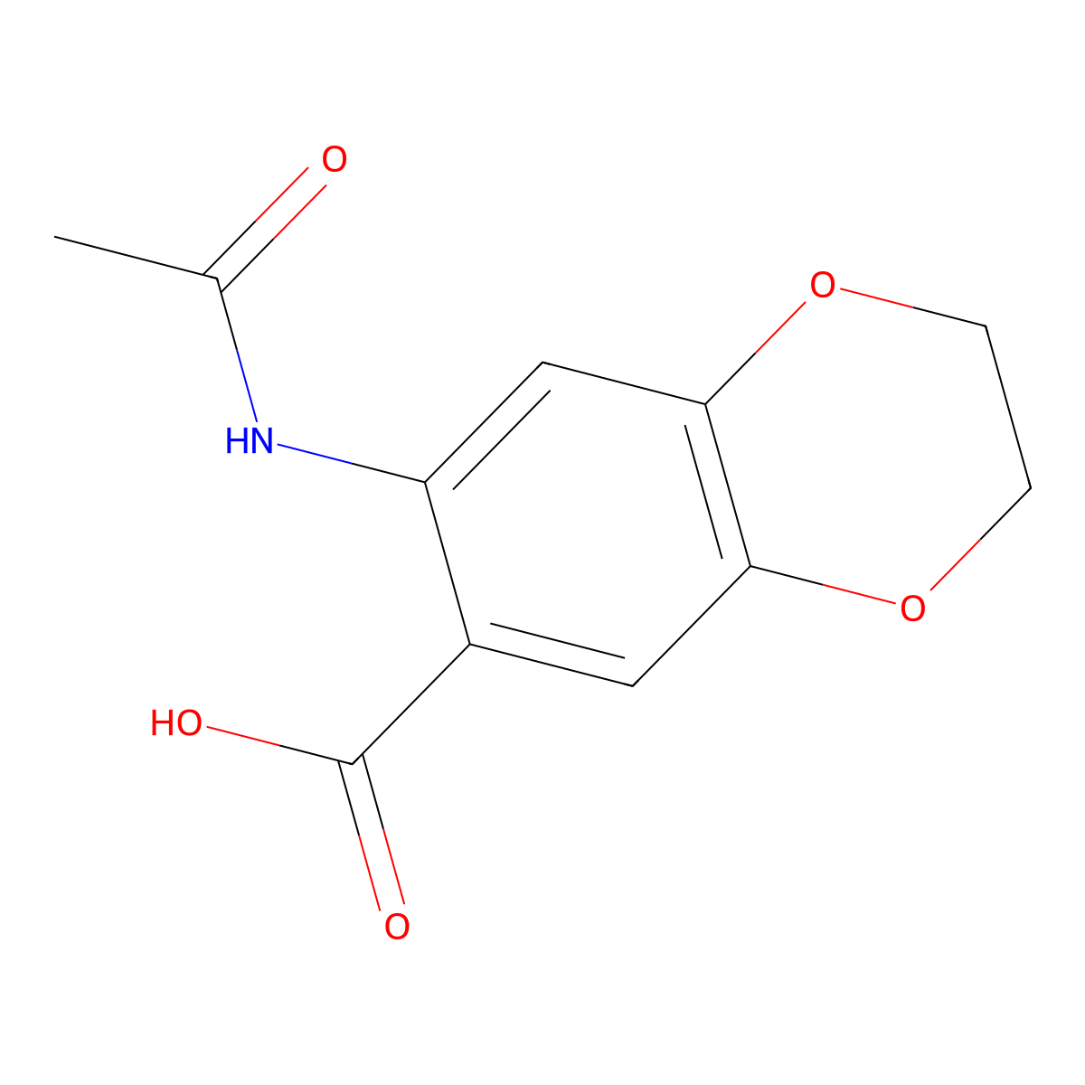 7-Acetamido-2,3-dihydro-1,4-benzodioxine-6-carboxylic acid molecular structure, CAS 103646-32-8