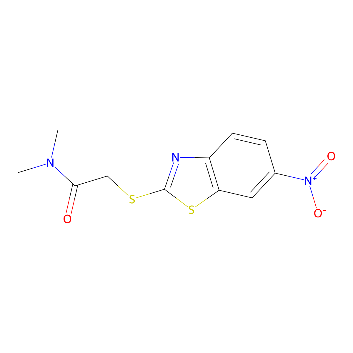 N,N-dimethyl-2-[(6-nitro-1,3-benzothiazol-2-yl)sulfanyl]acetamide molecular structure, CAS 103646-69-1