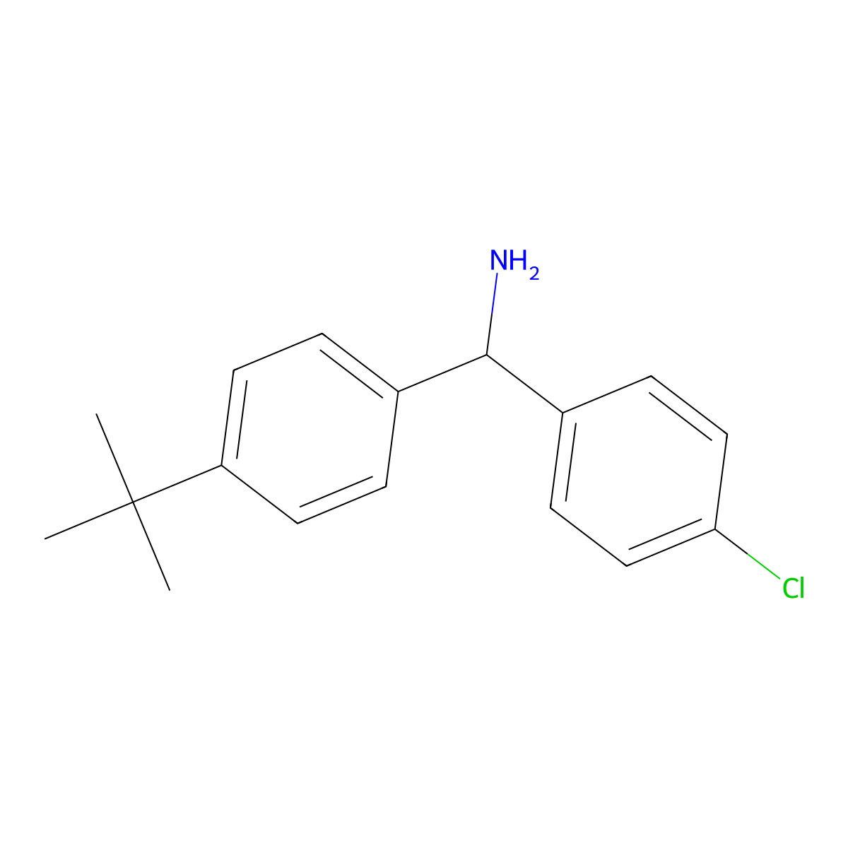 1-(4-Tert-butylphenyl)-1-(4-chlorophenyl)methanamine molecular structure, CAS 1036461-03-6