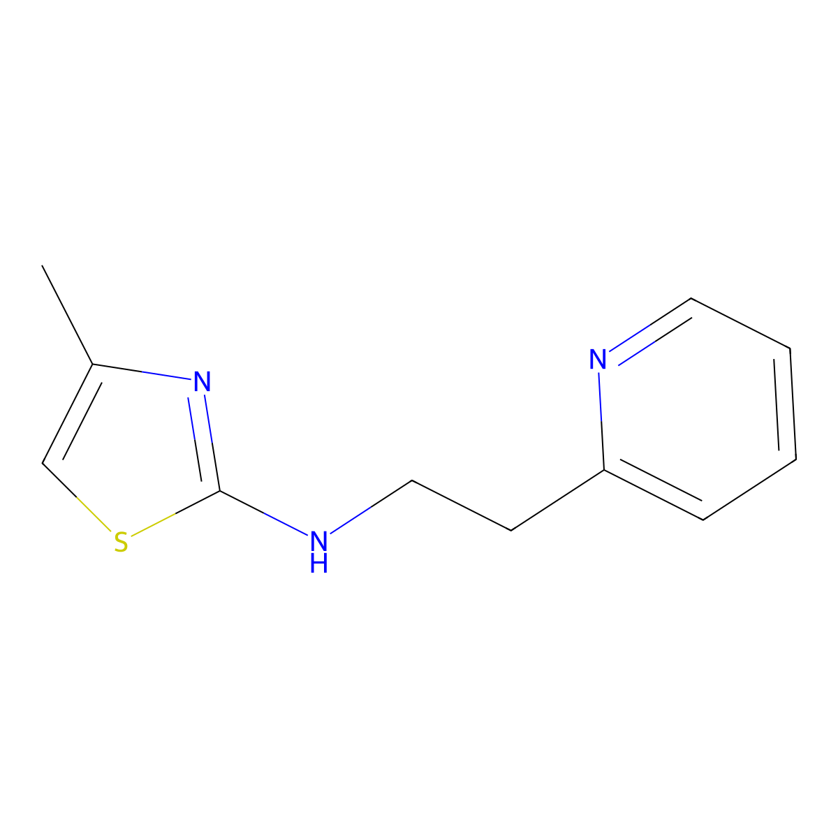 4-methyl-N-(2-(pyridin-2-yl)ethyl)-1,3-thiazol-2-amine molecular structure, CAS 1036462-30-2
