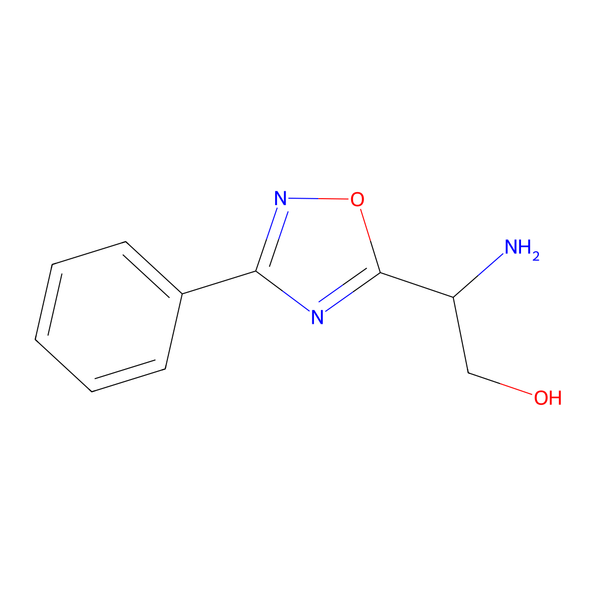 2-Amino-2-(3-phenyl-1,2,4-oxadiazol-5-yl)ethan-1-ol molecular structure, CAS 1036464-60-4