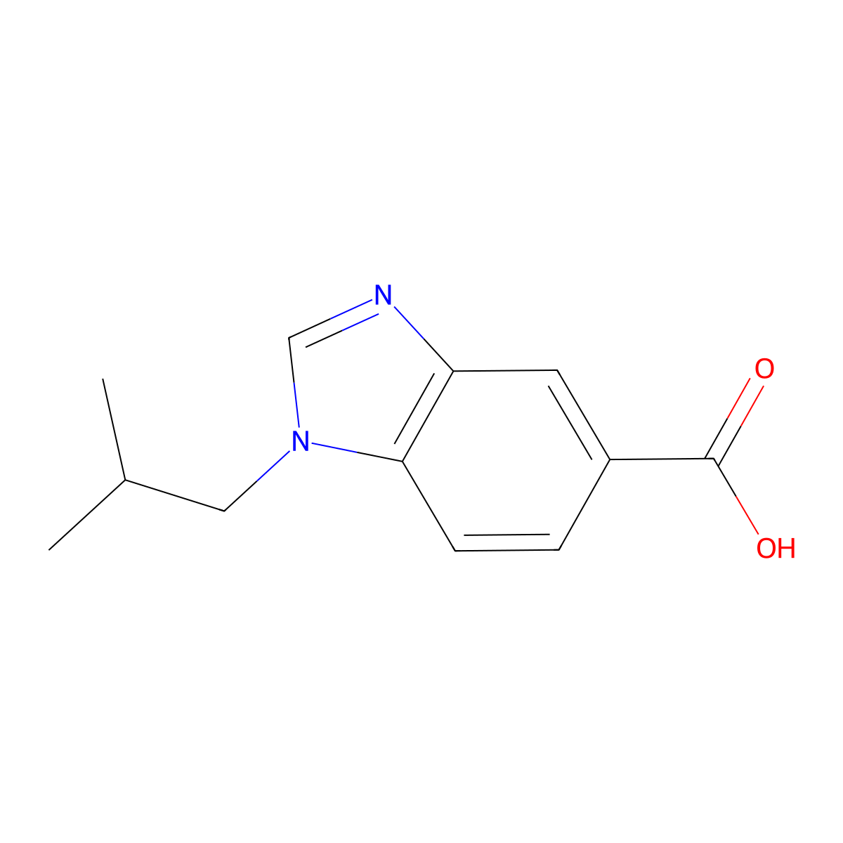 1-Isobutyl-1H-benzo[d]imidazole-5-carboxylic acid molecular structure, CAS 1036468-82-2