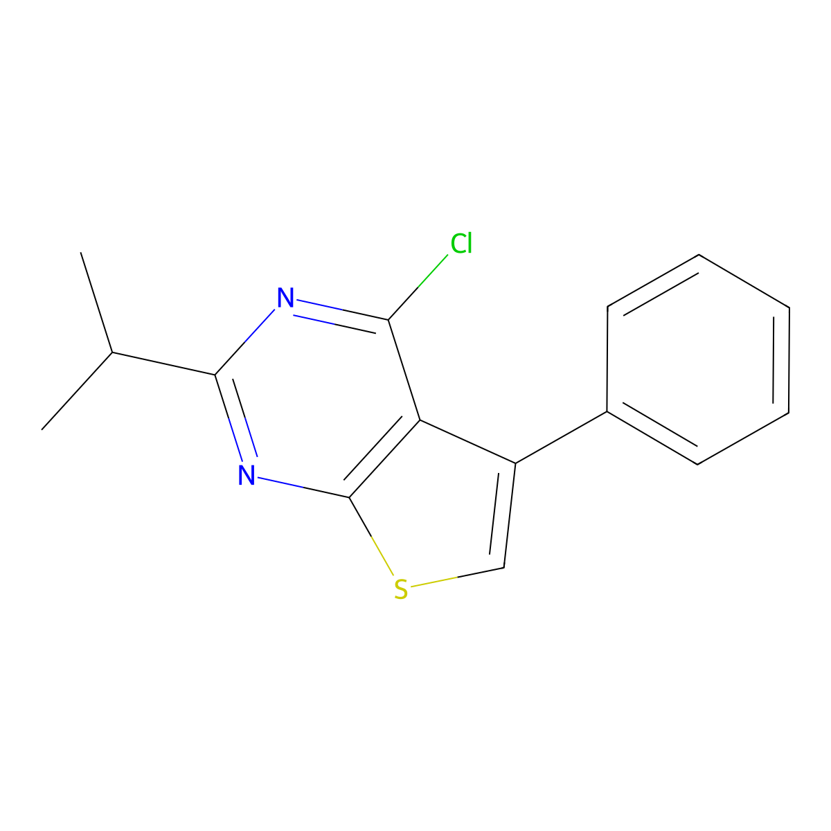 4-Chloro-2-isopropyl-5-phenylthieno[2,3-d]pyrimidine molecular structure, CAS 1036469-40-5
