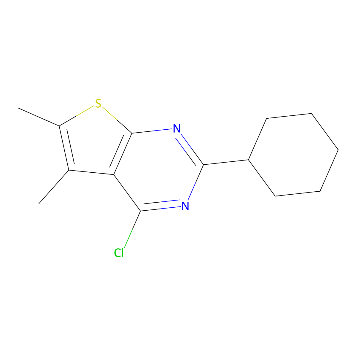 4-Chloro-2-cyclohexyl-5,6-dimethylthieno[2,3-d]pyrimidine molecular structure, CAS 1036470-11-7