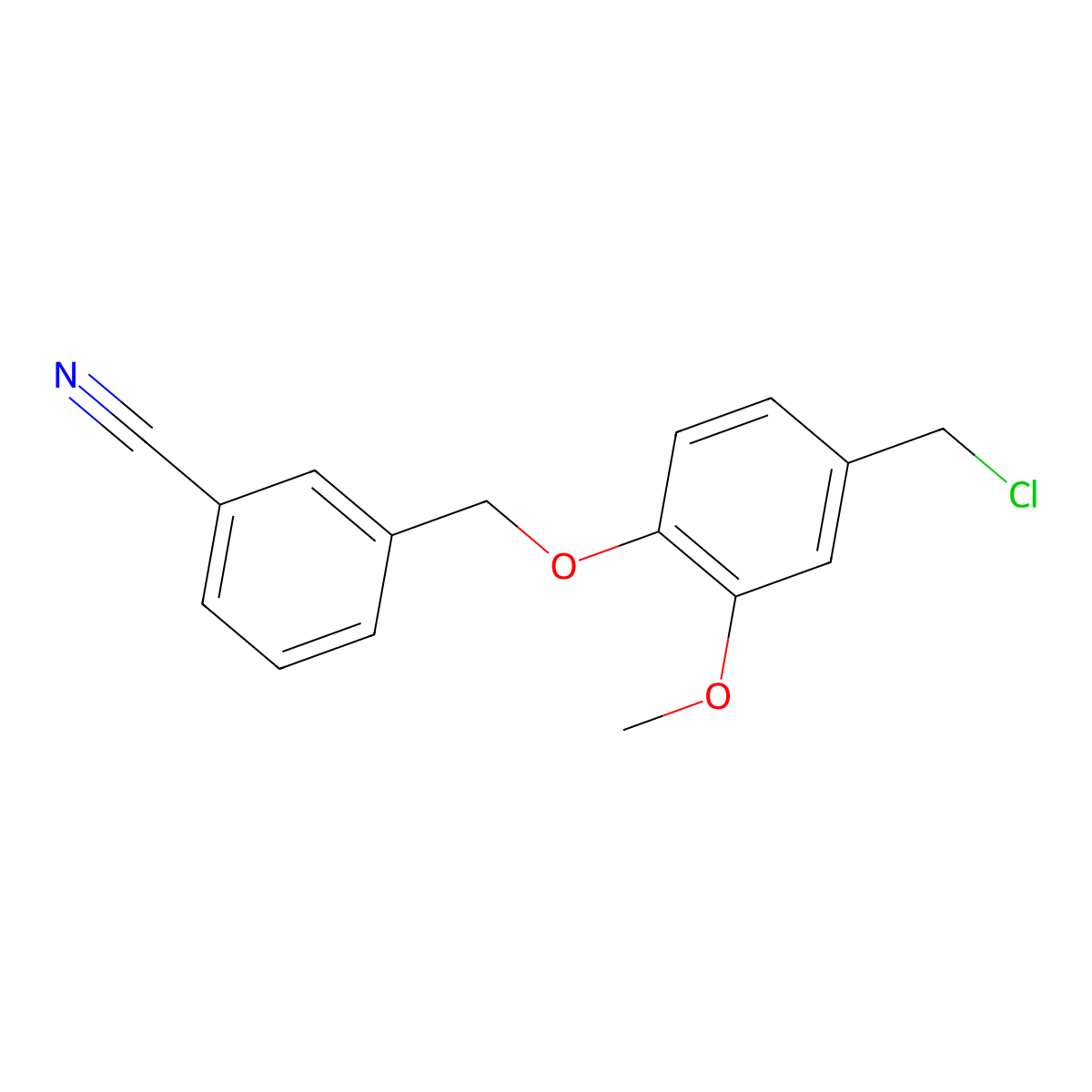3-((4-(Chloromethyl)-2-methoxyphenoxy)methyl)benzonitrile molecular structure, CAS 1036470-23-1