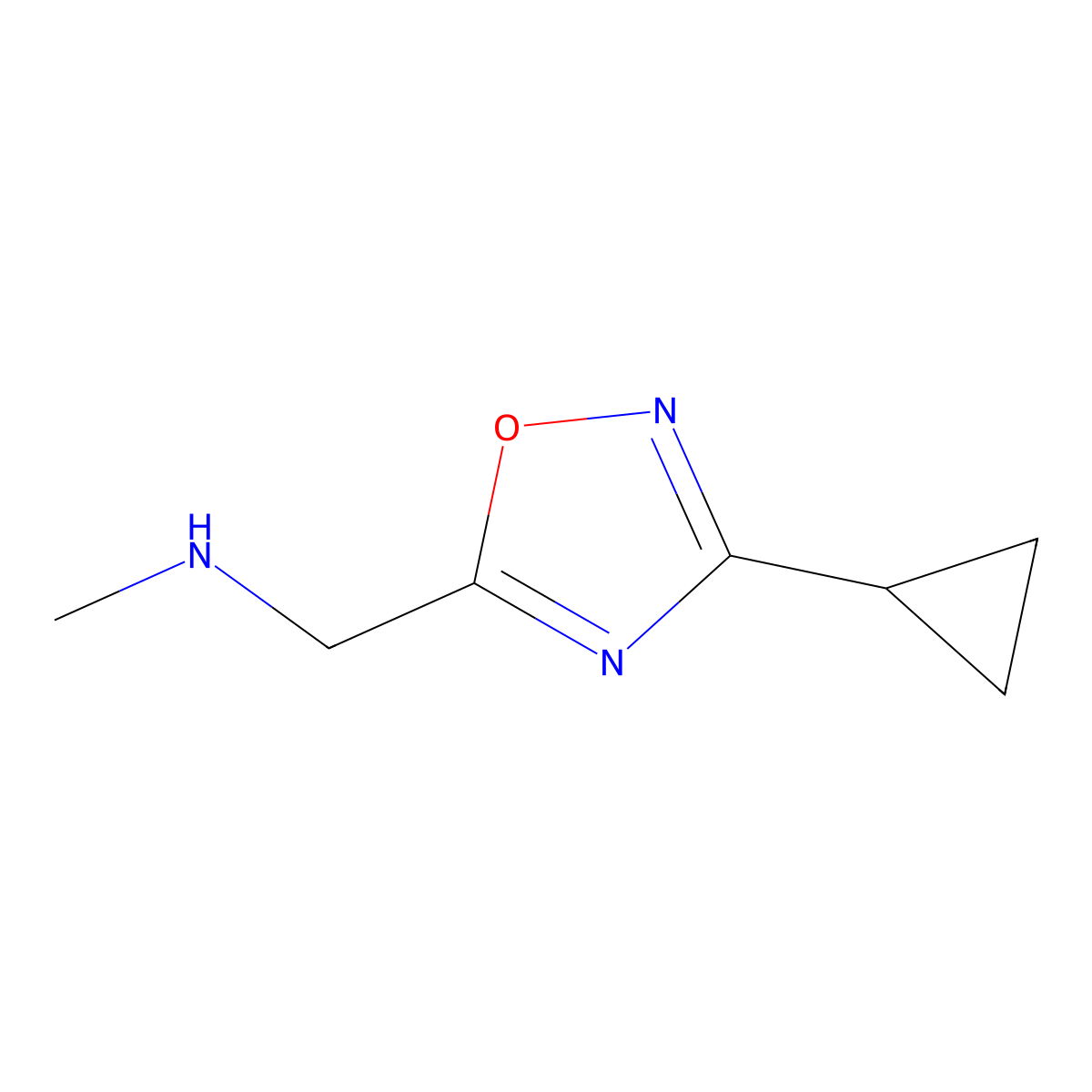 1-(3-cyclopropyl-1,2,4-oxadiazol-5-yl)-N-methylmethanamine molecular structure, CAS 1036471-29-0