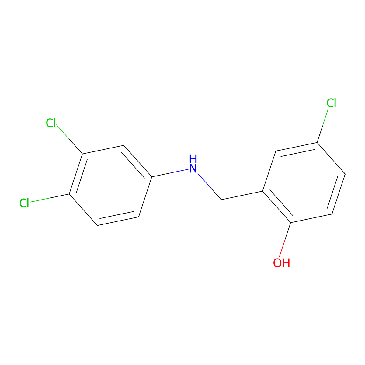 4-Chloro-2-{[(3,4-dichlorophenyl)amino]methyl}phenol molecular structure, CAS 1036472-12-4