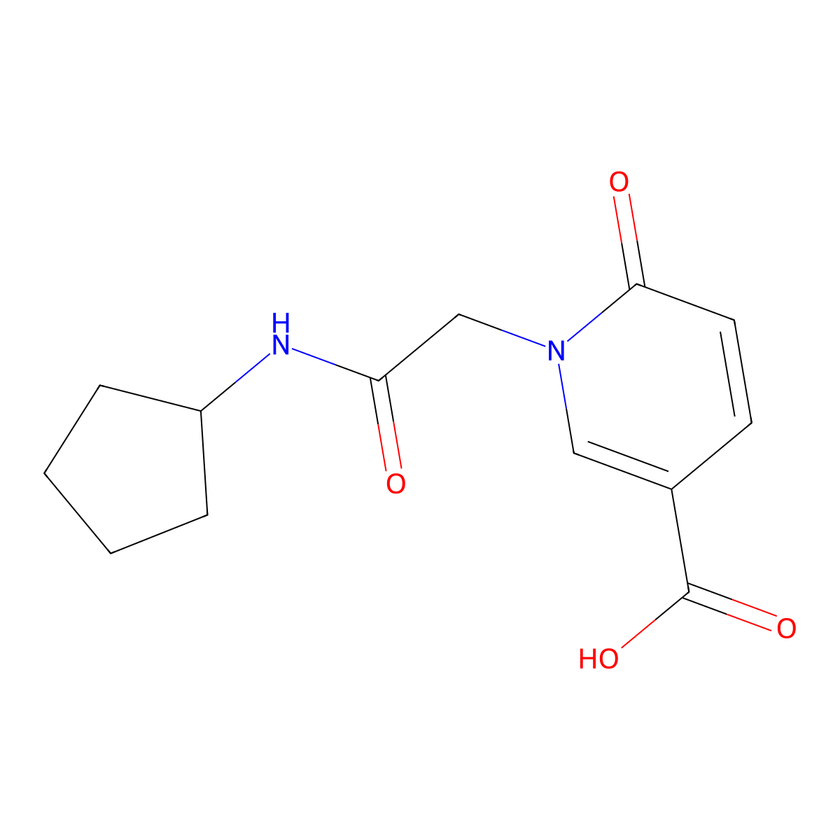 1-Cyclopentylcarbamoylmethyl-6-oxo-1,6-dihydro-pyridine-3-carboxylic acid molecular structure, CAS 1036472-86-2