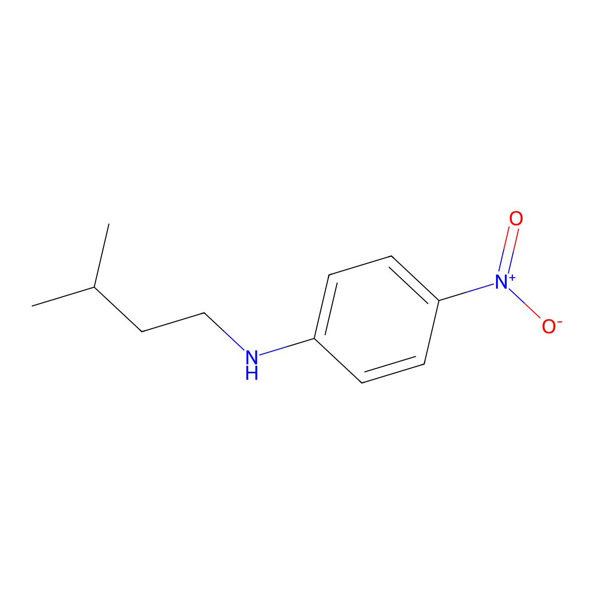 N-(3-methylbutyl)-4-nitroaniline molecular structure, CAS 1036473-16-1