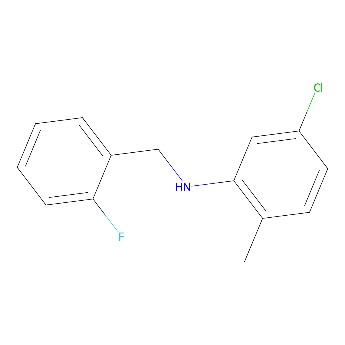 5-Chloro-N-(2-fluorobenzyl)-2-methylaniline molecular structure, CAS 1036483-41-6