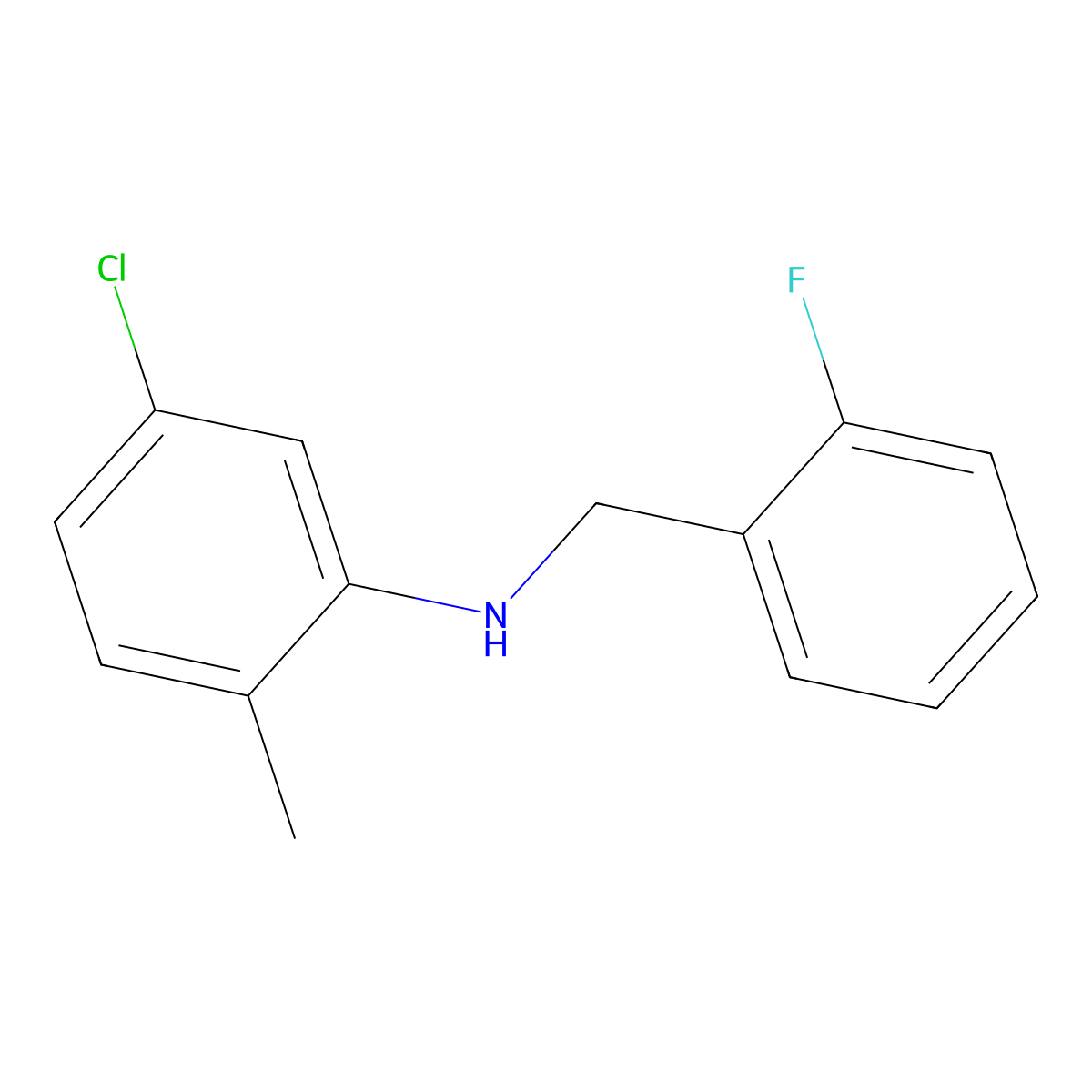 5-Chloro-N-(2-fluorobenzyl)-2-methylaniline molecular structure, CAS 1036483-41-6