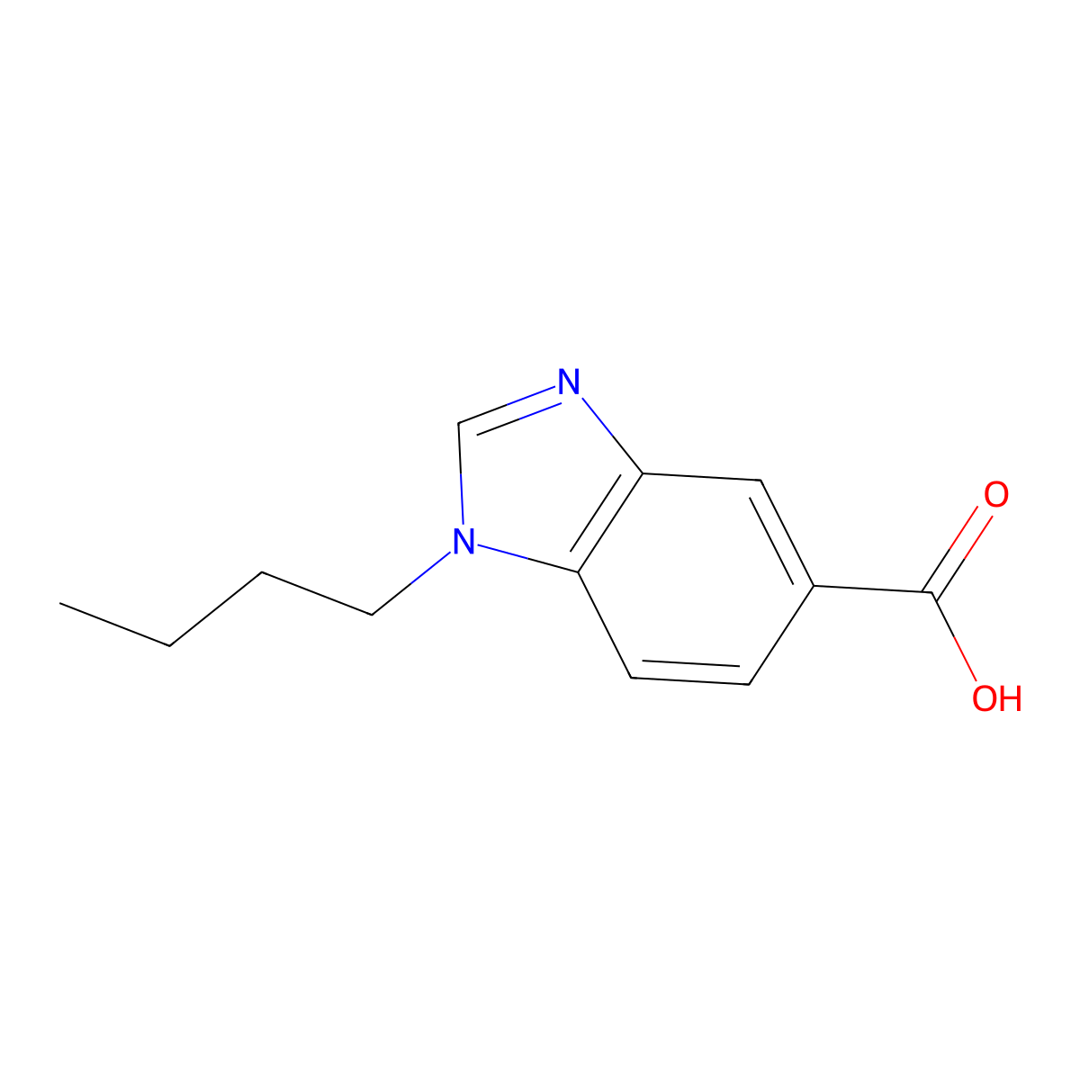 1-Butyl-1,3-benzodiazole-5-carboxylic acid molecular structure, CAS 1036487-15-6