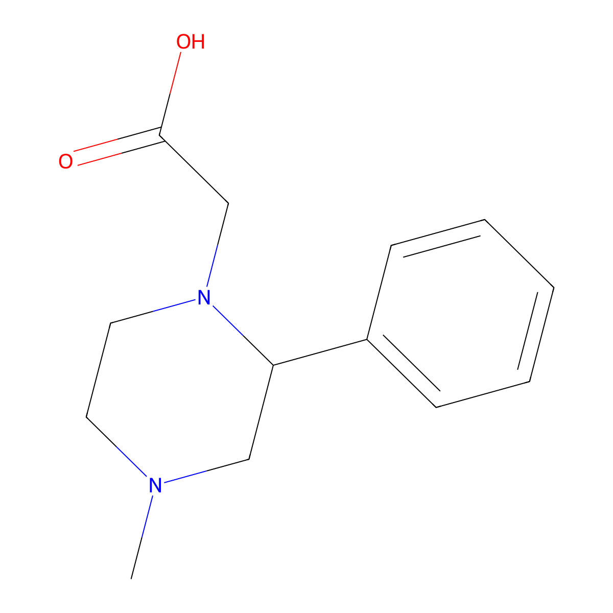2-(4-Methyl-2-phenylpiperazin-1-YL)acetic acid molecular structure, CAS 1036489-03-8