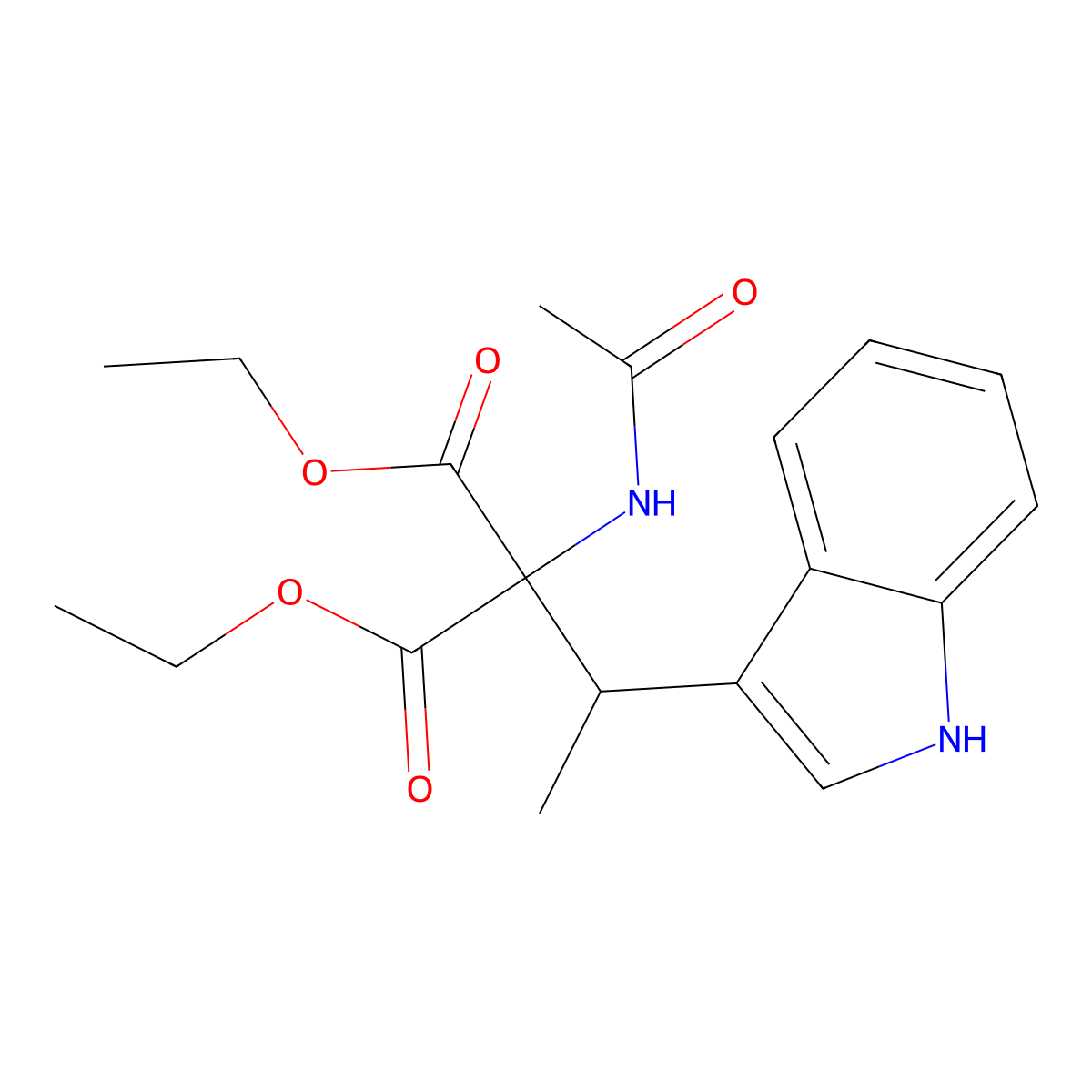 Diethyl 2-(1-(1H-indol-3-yl)ethyl)-2-acetamidomalonate molecular structure, CAS 103649-46-3