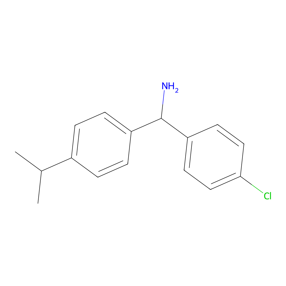 1-(4-Chlorophenyl)-1-[4-(propan-2-yl)phenyl]methanamine molecular structure, CAS 1036492-48-4