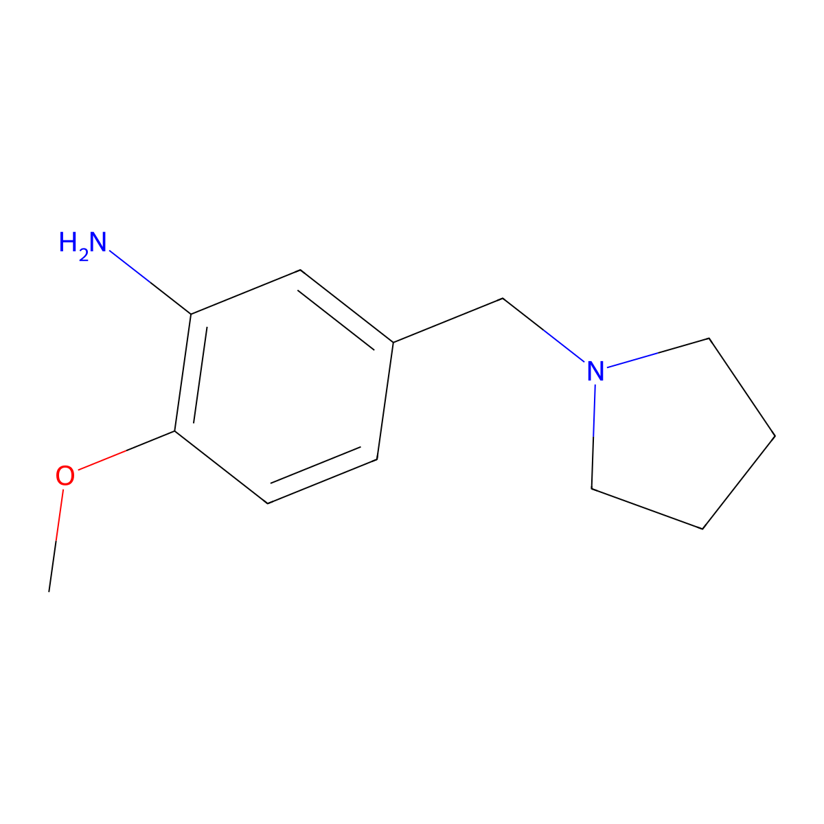 2-Methoxy-5-((pyrrolidin-1-yl)methyl)aniline molecular structure, CAS 1036494-92-4