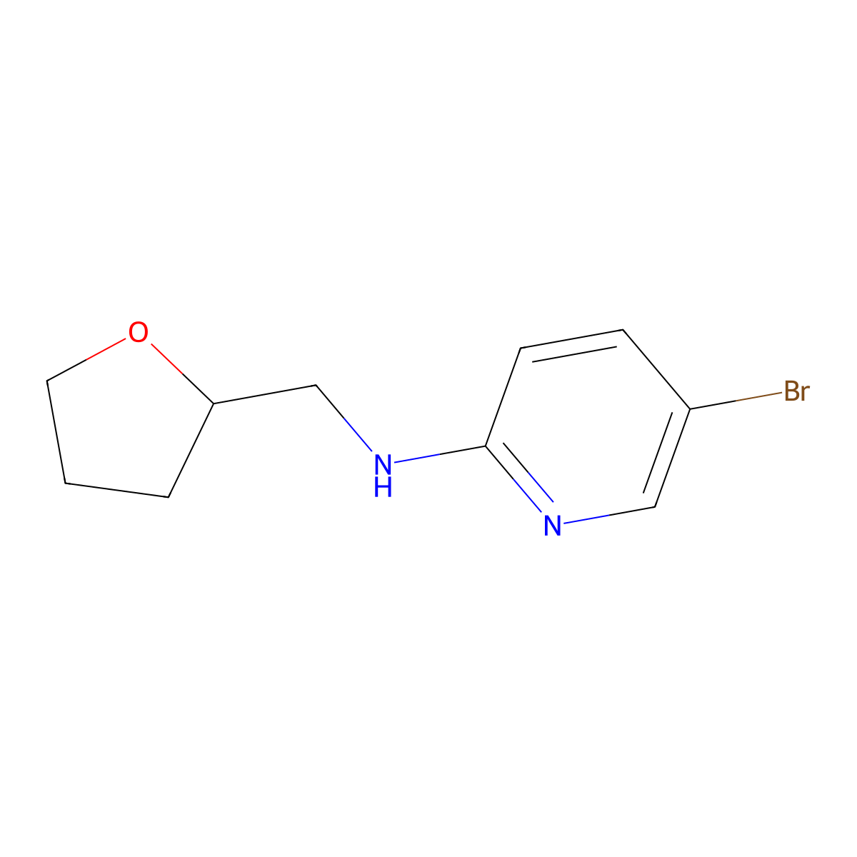 5-Bromo-N-((tetrahydrofuran-2-yl)methyl)pyridin-2-amine molecular structure, CAS 1036500-56-7