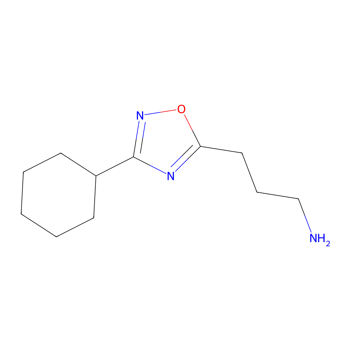 3-(3-Cyclohexyl-1,2,4-oxadiazol-5-yl)propan-1-amine molecular structure, CAS 1036501-68-4