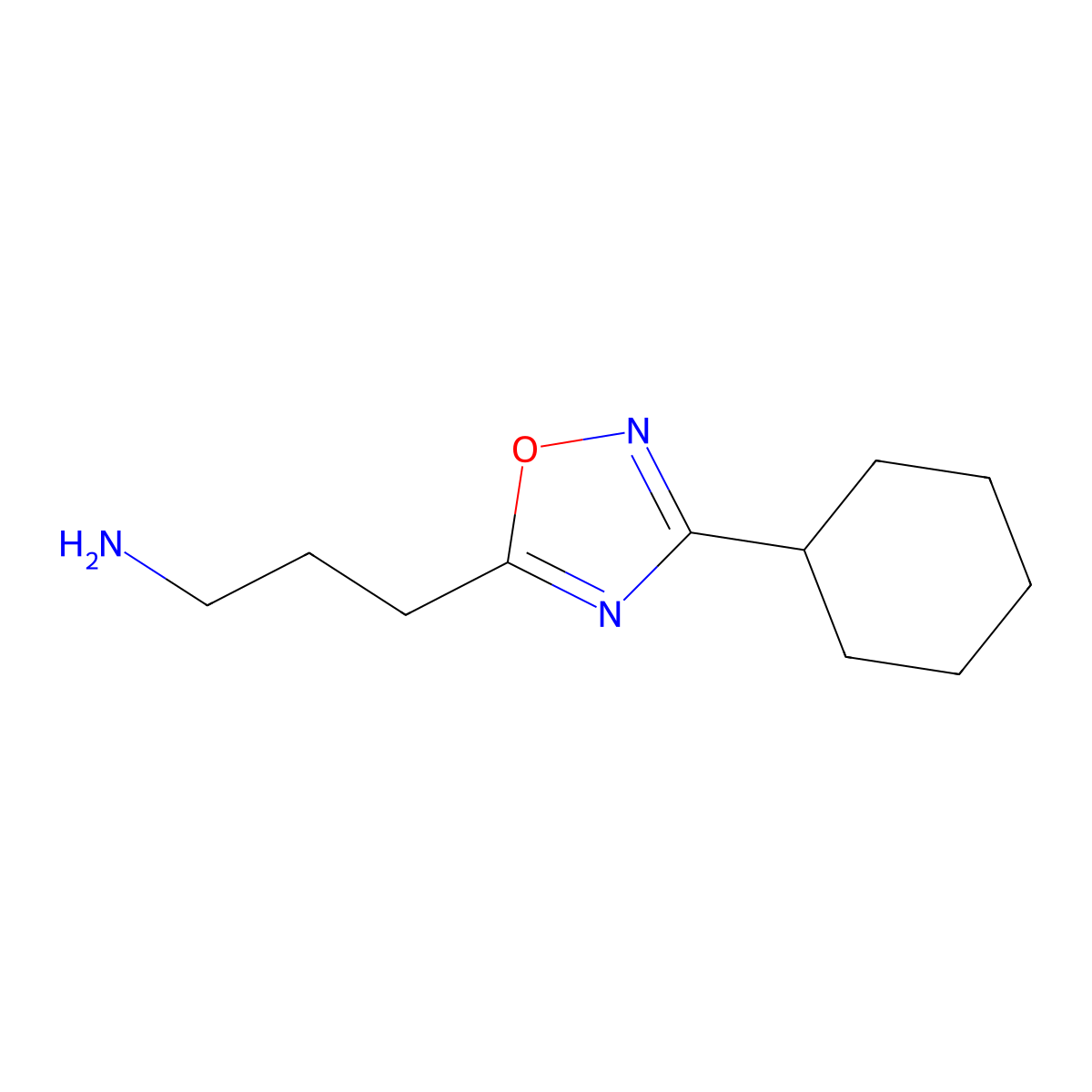 3-(3-Cyclohexyl-1,2,4-oxadiazol-5-yl)propan-1-amine molecular structure, CAS 1036501-68-4