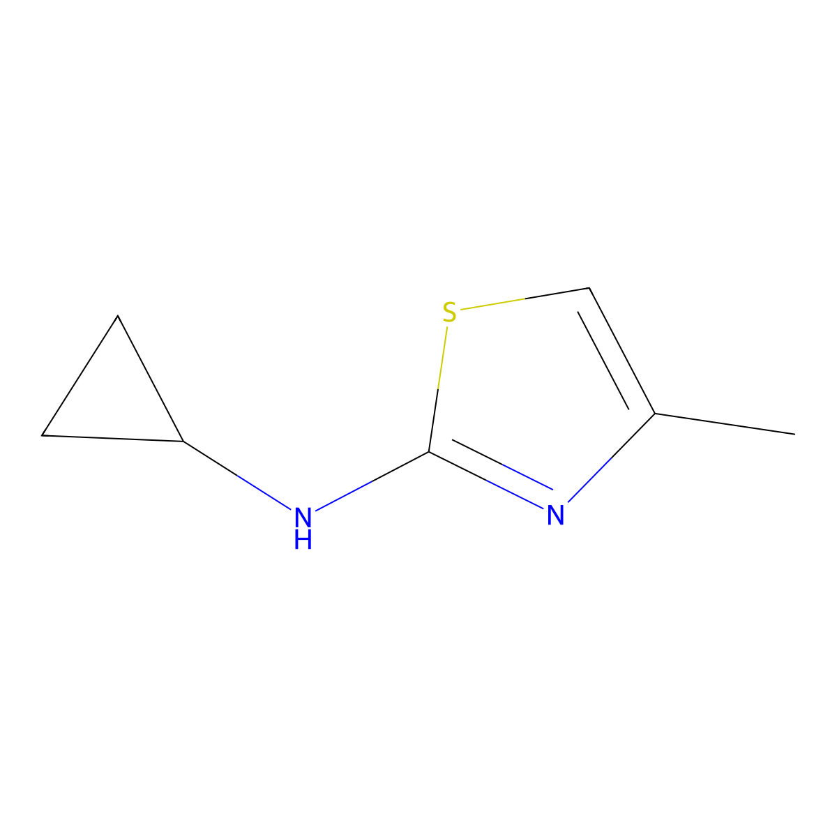 N-cyclopropyl-4-methyl-1,3-thiazol-2-amine molecular structure, CAS 1036502-52-9