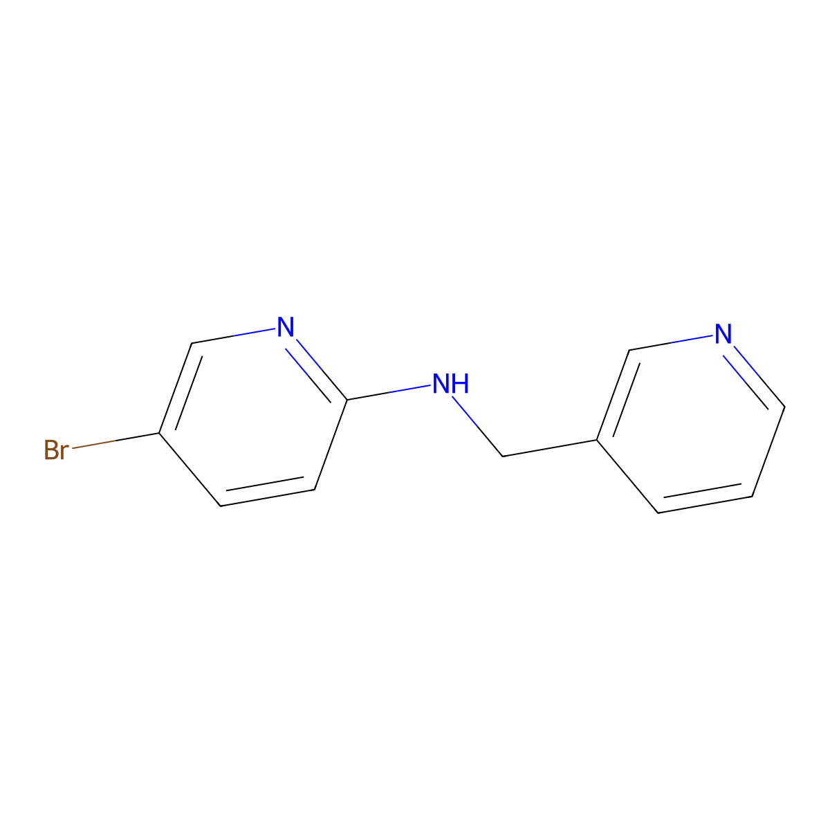 5-bromo-N-(pyridin-3-ylmethyl)pyridin-2-amine molecular structure, CAS 1036505-24-4