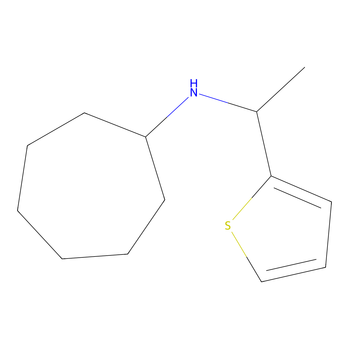N-[1-(Thiophen-2-yl)ethyl]cycloheptanamine molecular structure, CAS 1036505-56-2